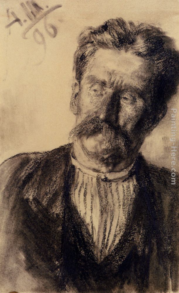 Head Of A Man painting - Adolph von Menzel Head Of A Man art painting
